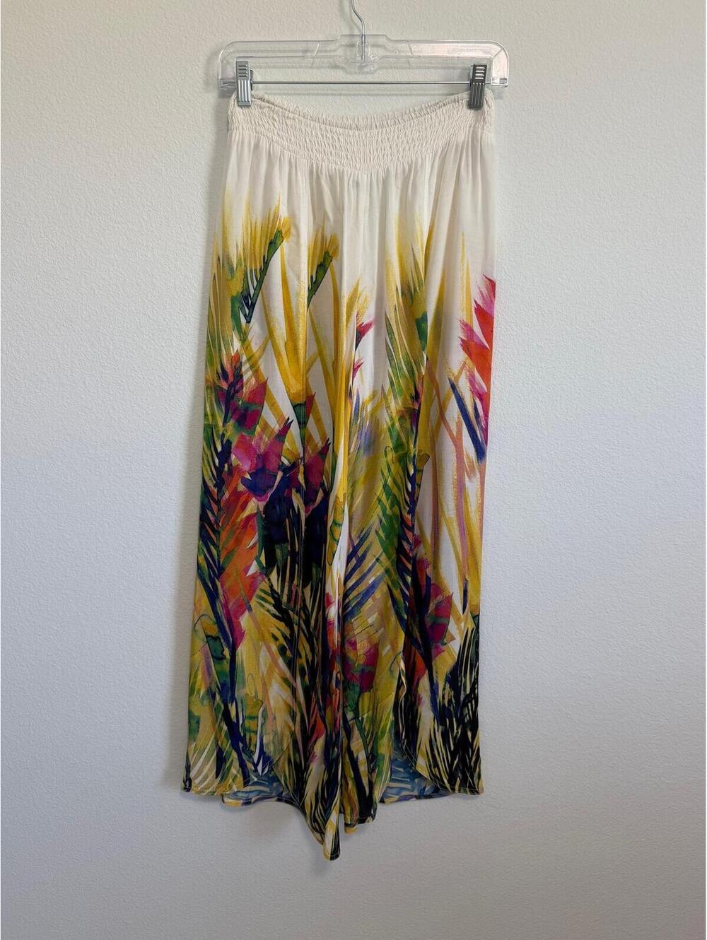 Anthropologie Mermaid Pull On Vacay Tropical Split Front Pants Women's Size XS